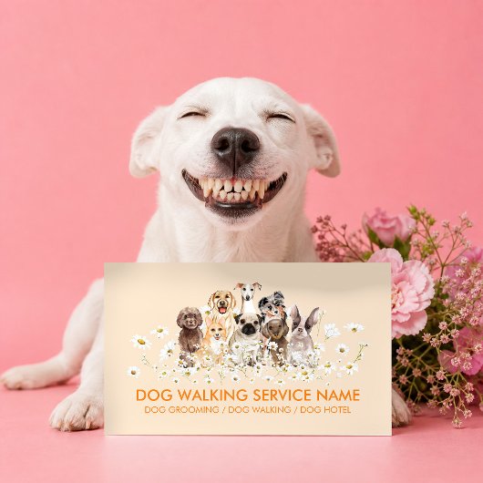Orange-Massagetherapie-Wasserfarben-Hund Visitenkarte
