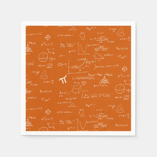 Orange Math Equations Graphics Graduation Serviette (Vorderseite)