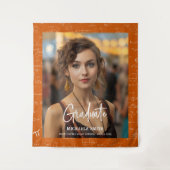 Orange Math Handwritten Script Photo Graduation  Wandteppich (Vorderseite)