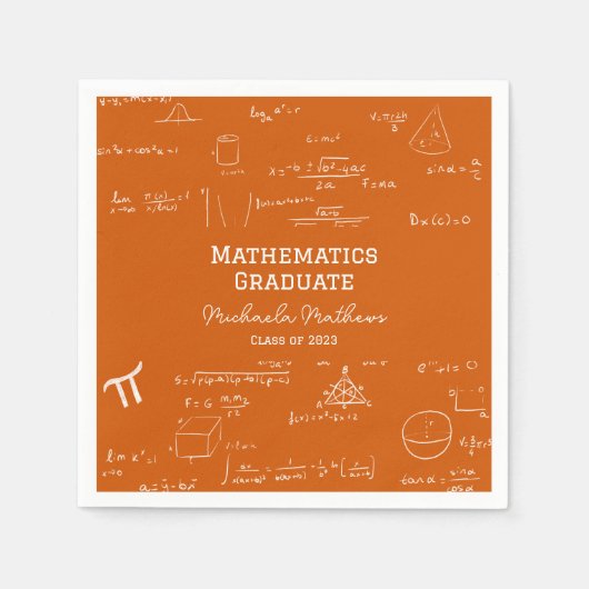 Orange Mathematics Graduate Class of Graduation Serviette (Vorderseite)