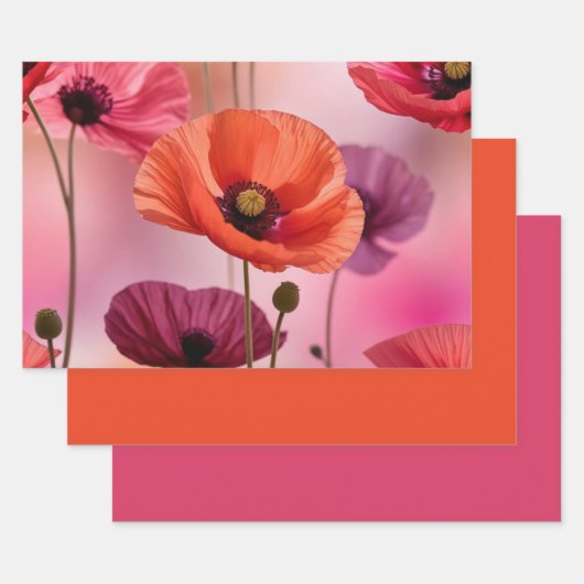 Orange Mauve Poppy Geschenkpapier Set (Set)