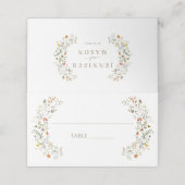 Orange Meadow Wild Blume Herbsthochzeit Platzkarte (Außenseite Aufgefaltet)