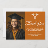 Orange Medical School Abschluss Foto Custom Dankeskarte (Vorderseite)