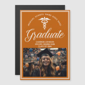 Orange Medical School Foto Abschluss Magnet Card (Vorne/Hinten)