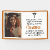Orange Medical School Foto Graduation Party Banner (Horizontal)
