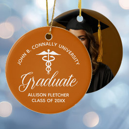Orange Medical School Graduate Foto Weihnachten Keramik Ornament