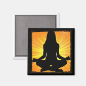 Orange Meditation Yoga Frauen meditieren Magnet (Vorderseite/Rückseite)