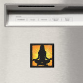 Orange Meditation Yoga Frauen meditieren Magnet (In Situ (Geschirrspüler))