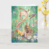 Orange Meerjungfrau-Gruß-Karte Karte (Gelbe Blume)