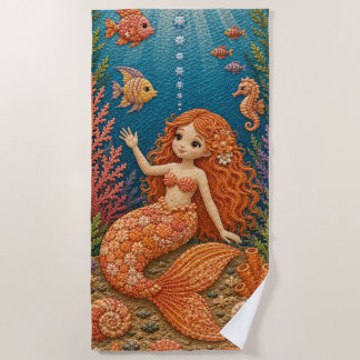 Orange Meerjungfrau-Quilt Strandtuch