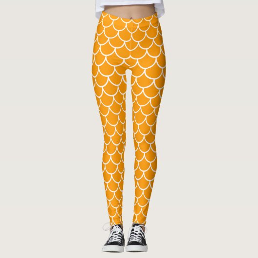 Orange Meerjungfrau-Skalen Leggings (Vorderseite)