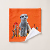 Orange Meerkat und Logo, Badhandtuch Set (Waschlappen)