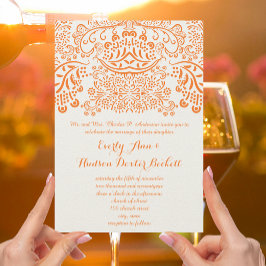 Orange Mehndi Lace Bohemisch Hochzeit Einladung