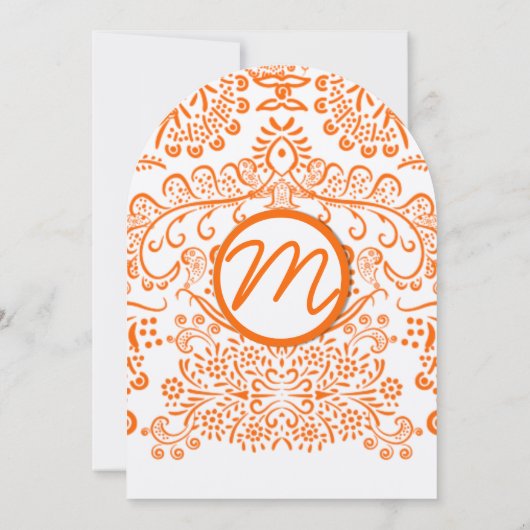 Orange Mehndi Lace Pattern Wedding Einladung (Rückseite)