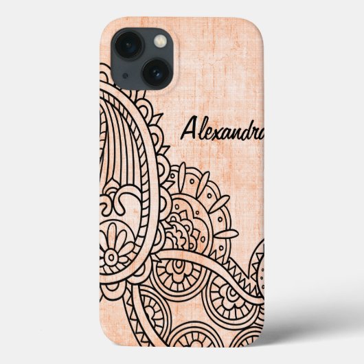 Orange Mehndi Motif iPad Case (Rückseite)