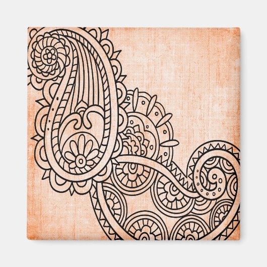 Orange Mehndi Motif Magnet (Vorne)