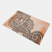 Orange Mehndi Motiv-Fußmatte Fußmatte (Schrägansicht)