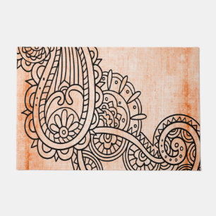 Orange Mehndi Motiv-Fußmatte Fußmatte