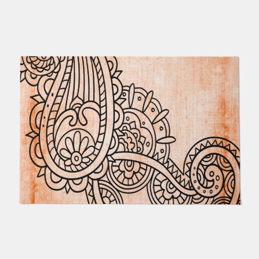 Orange Mehndi Motiv-Fußmatte Fußmatte (Vorderseite)