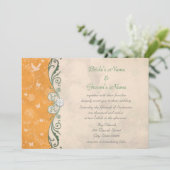 Orange Melon Daisies Floral Spring Wedding Einladung (Stehend Vorderseite)
