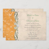 Orange Melon Daisies Floral Spring Wedding Einladung (Vorne/Hinten)