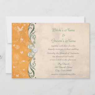 Orange Melon Daisies Floral Spring Wedding Einladung