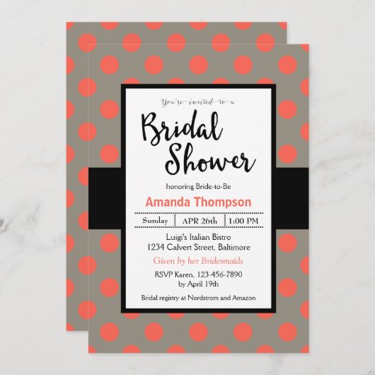 Orange Melon Polka Dots Brautparty Einladung (Vorne/Hinten)