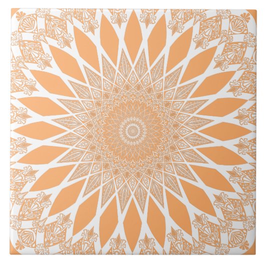 Orange Melon Tristyns Mandala Fliese (Vorderseite)