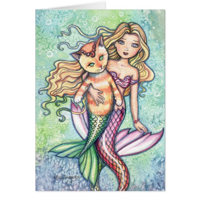 Orange Mercat Mermaid Card (Vorne)
