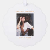 Orange Merry und Verheiratetes Foto Urlaub Ornament Karte (Vorderseite)