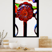 Orange Metal-Blume Poster (Küche)