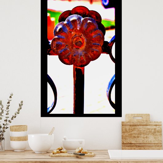 Orange Metal-Blume Poster (Küche)