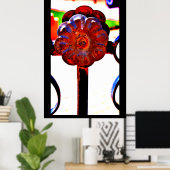Orange Metal-Blume Poster (Heimbüro)