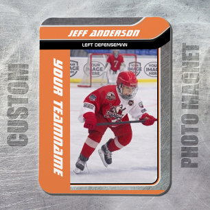 Orange Metall Eishockey Foto Magnet