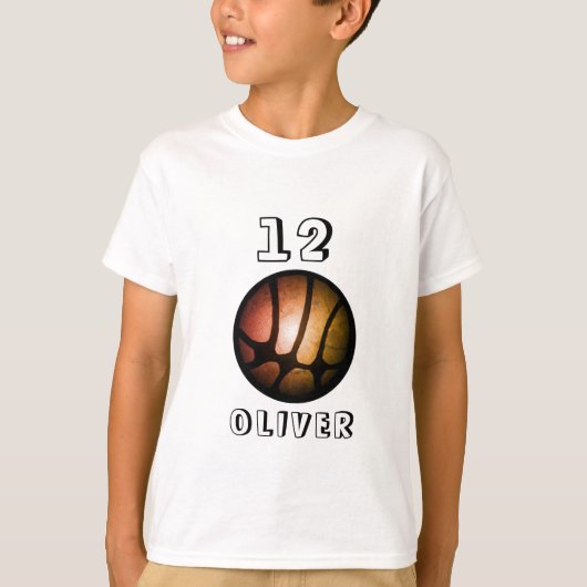 Orange Metallic Basketball Ball Boy T-Shirt (Vorderseite)