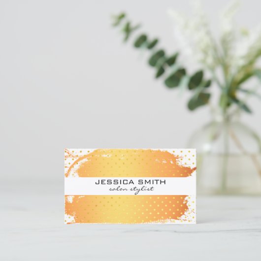Orange Metallic Brushed Gold Polka Dot Visitenkarte (Stehend Vorderseite)