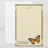Orange Metallic Butterfly Briefpapier (Vorne/Hinten)