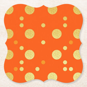 Orange Metallic Gold Dots Untersetzer Set
