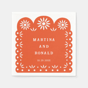 ORANGE MEXICAN PAPEL PICADO SERVIETTE