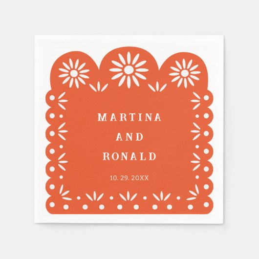 ORANGE MEXICAN PAPEL PICADO SERVIETTE (Vorderseite)