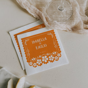 Orange Mexikanisches Papel Picado Hochzeit Serviette