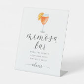 Orange Mimosa Bar Brautparty Zeichenfarbe Sockelschild (Vorderseite)