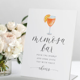 Orange Mimosa Bar Brautparty Zeichenfarbe Sockelschild