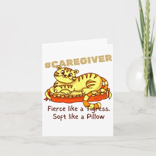 Orange Mini Tigress on Pillow Cartoon Dankeskarte (Vorderseite)