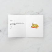 Orange Mini Tigress on Pillow Cartoon Dankeskarte (Innenseite)