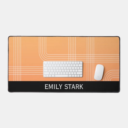 Orange Minimal Retro Personalisiert Name Desk Mat Schreibtischunterlage (Tastatur & Maus)