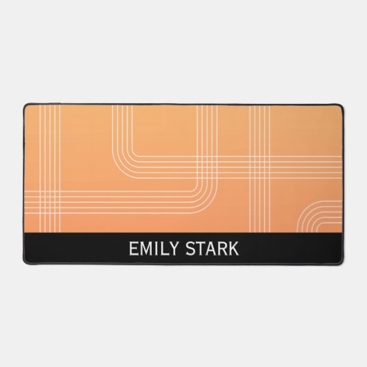 Orange Minimal Retro Personalisiert Name Desk Mat Schreibtischunterlage (Vorderseite)