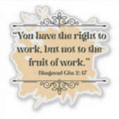 Orange Minimalistisch Bhagavad Gita Zitat Inspirie Aufkleber (Vorderseite)