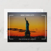 Orange Minimalistisch die Freiheitsstatue Postcard Postkarte (Vorne/Hinten)