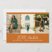 Orange Minimalistisch Foto Collage Graduation Part Einladung (Vorderseite)